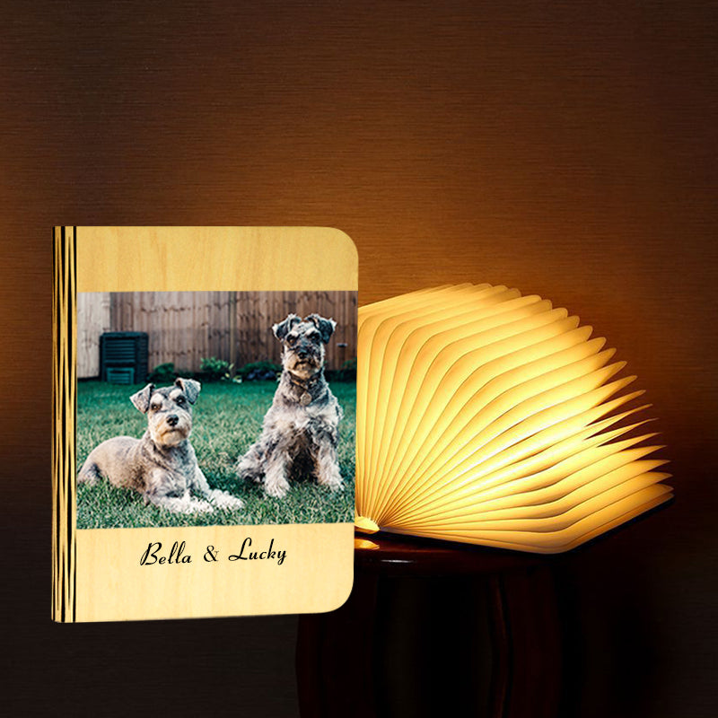 Custom Pet Photo And Text Led Book Lamp - Oarse