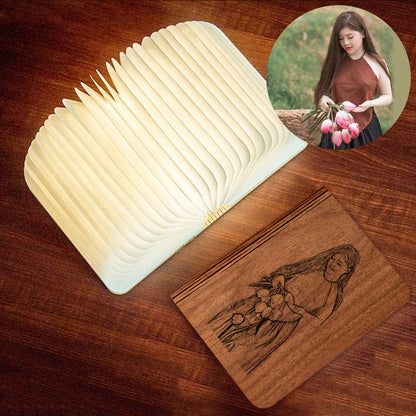 Custom Picture Night Light Wooden Folding Book Light - Oarse