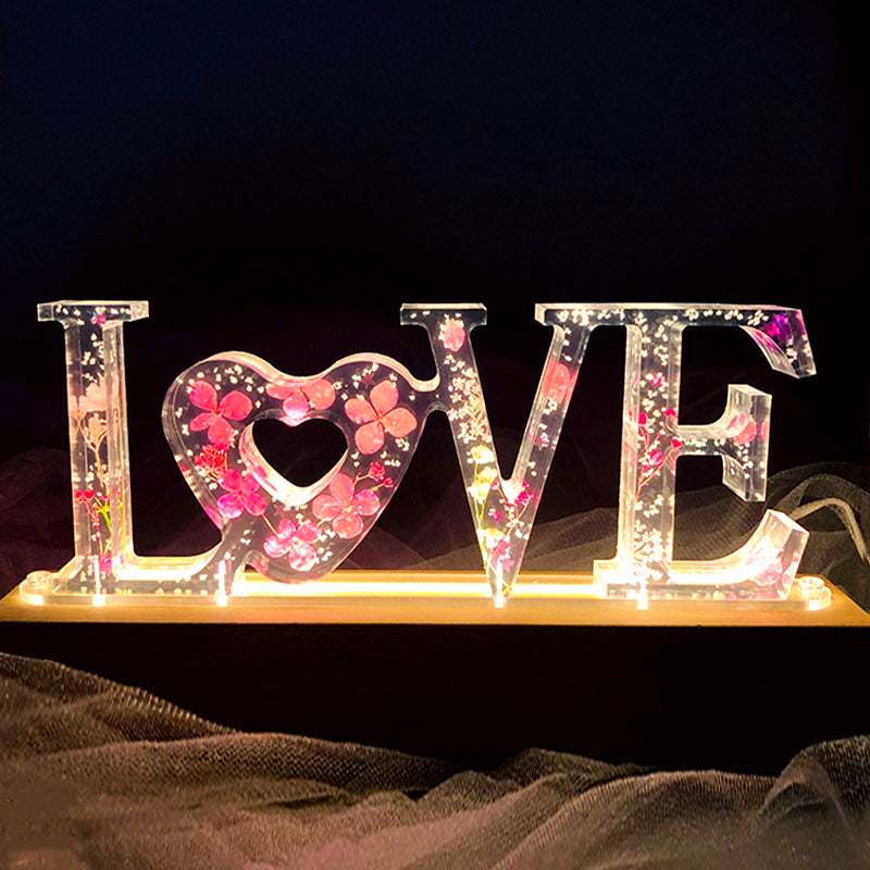 Personalized Night Light With Flowers Letters - Oarse