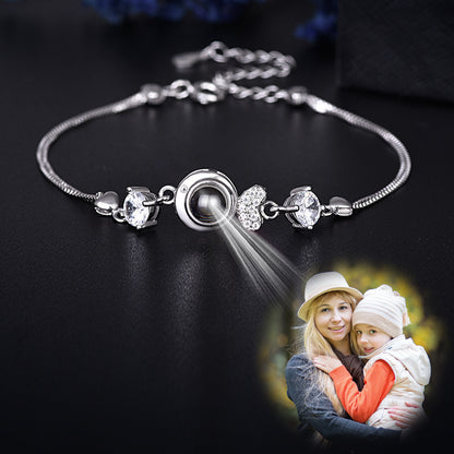 Fish Shape Photo Projection Bracelet, Personalized Sterling Silver Bracelet For Women - Oarse