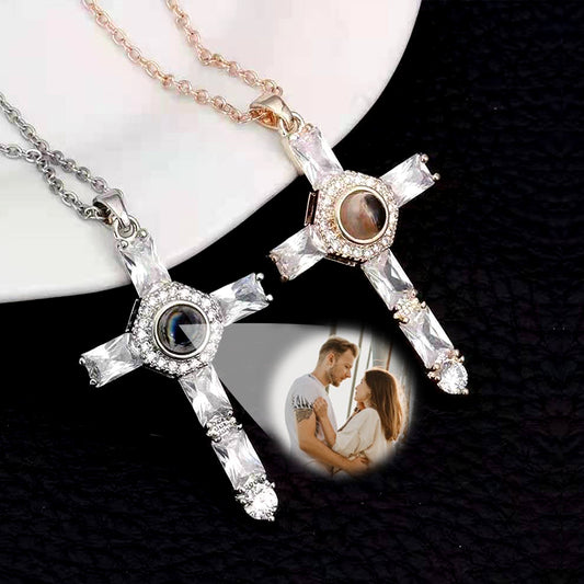 Photo Projection Necklace For Him Custom Cross Necklace Mens - Oarse