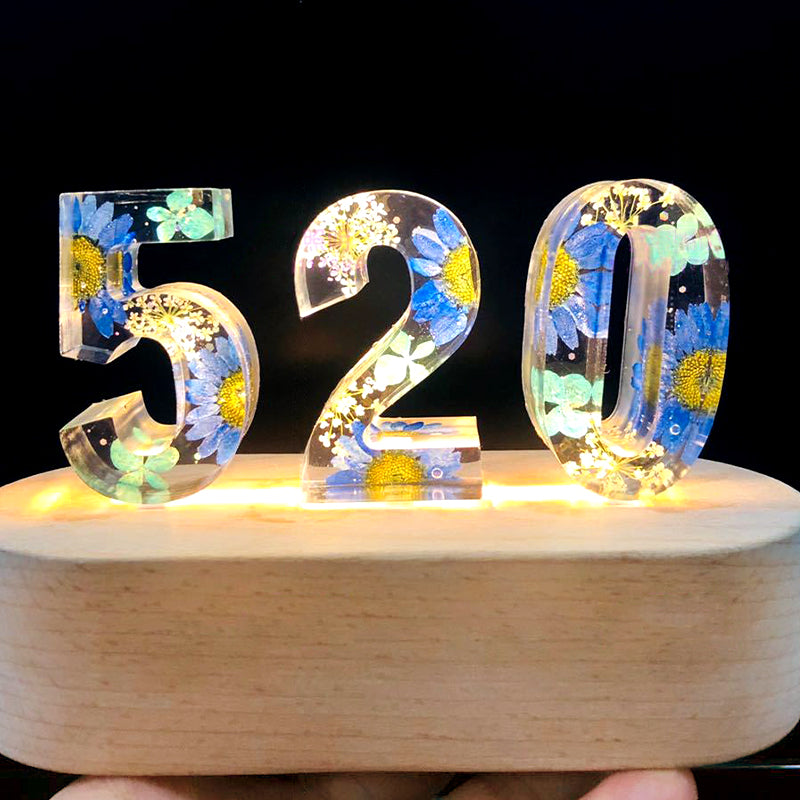 Number Light Epoxy Night Light, Custom Wedding Anniversary Gifts - Oarse