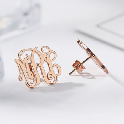 Custom Stud Earrings With Letter, Monogram Earrings - Oarse