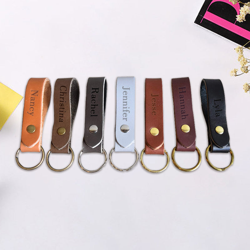 Custom Leather Keychains, Engraved Leather Keychain - Oarse