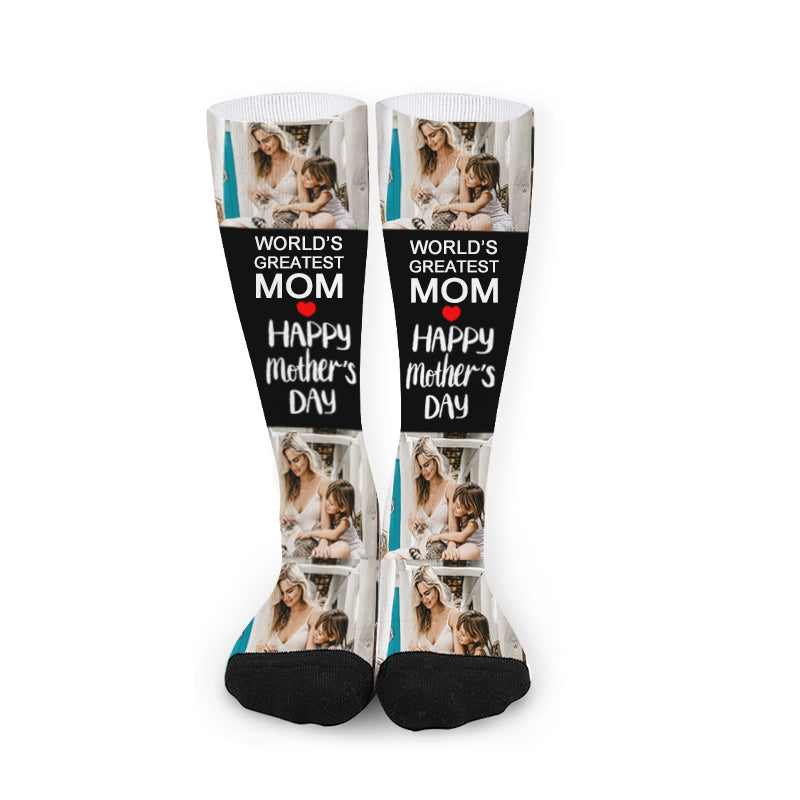 Custom World's Greatest Mother's Day Photo Socks - Oarse