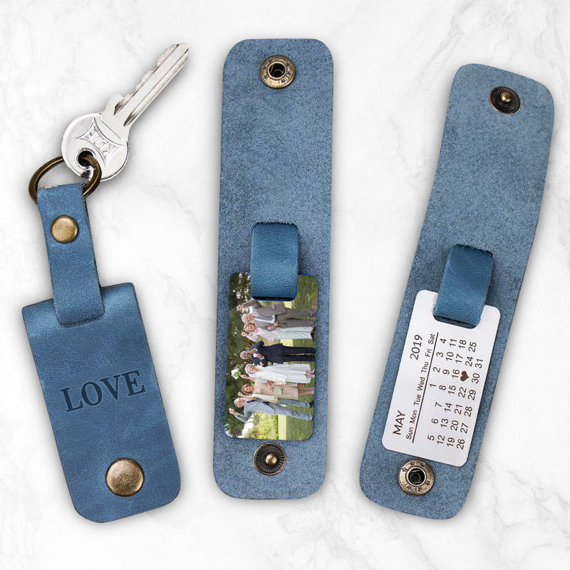 Personalized Keychains With Picture And Text, Engraved Leather Keychain - Oarse