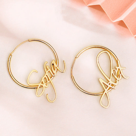 Personalized Hoop Earrings, Earrings With Name On Them - Oarse