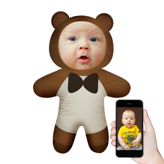 Mini Teddy Bear Face Photo Doll, Personalized Mini Me Teddy Bear Doll, Put Your Face on a Teddy Bear Doll - Oarse