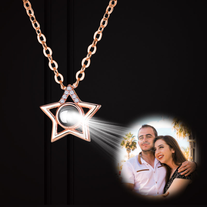 Star Personalized Projection Photo Necklace - Oarse