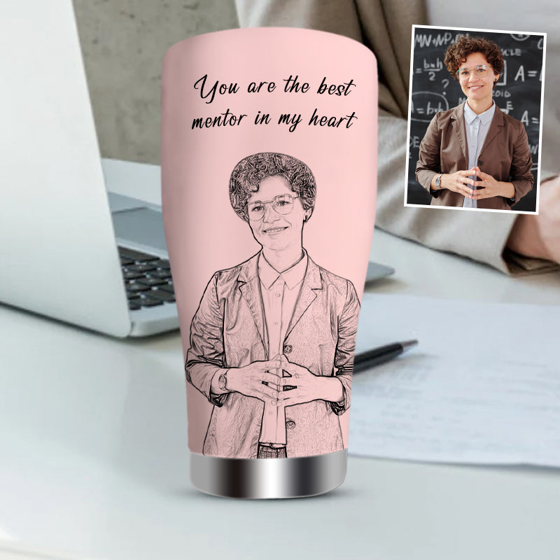 Stainless Steel Sketch Portrait Personalized Tumblers with Pictures for Your Teacher - Oarse