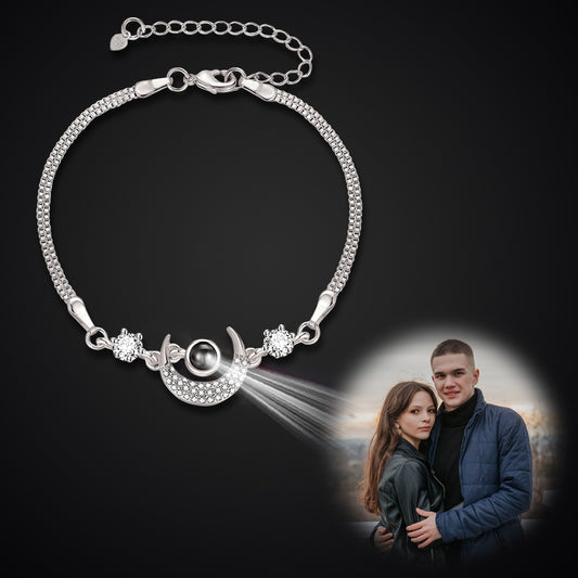 Sun And Moon Photo Projection Bracelet, Personalized Memorial Photo Bracelet - Oarse