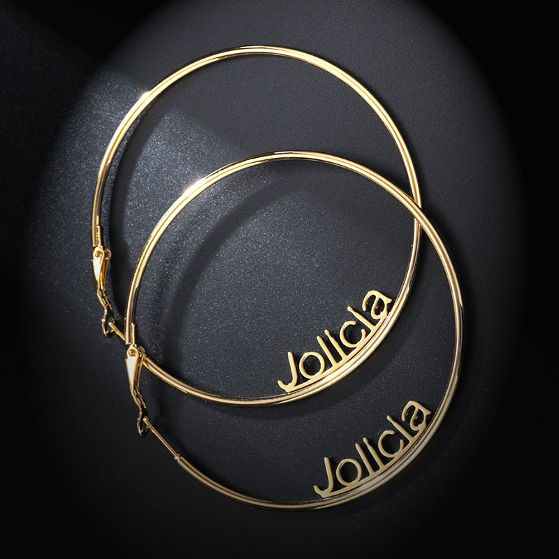 Custom Name Hoop Earrings, Earrings With Name On Them - Oarse