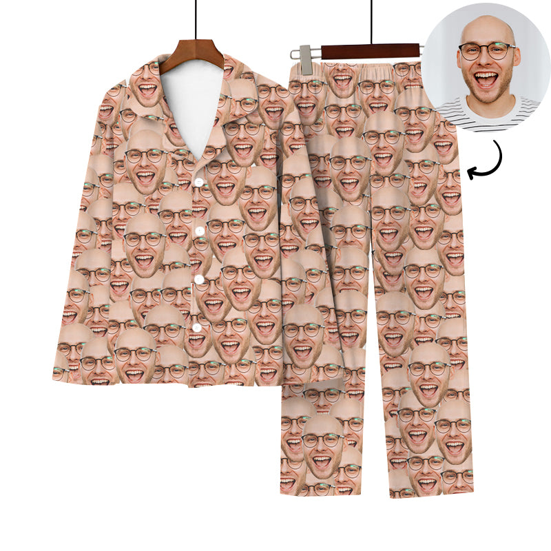 Personalized Pajamas With Faces Multiple Faces Pajamas Set For Adult Women Men - Oarse