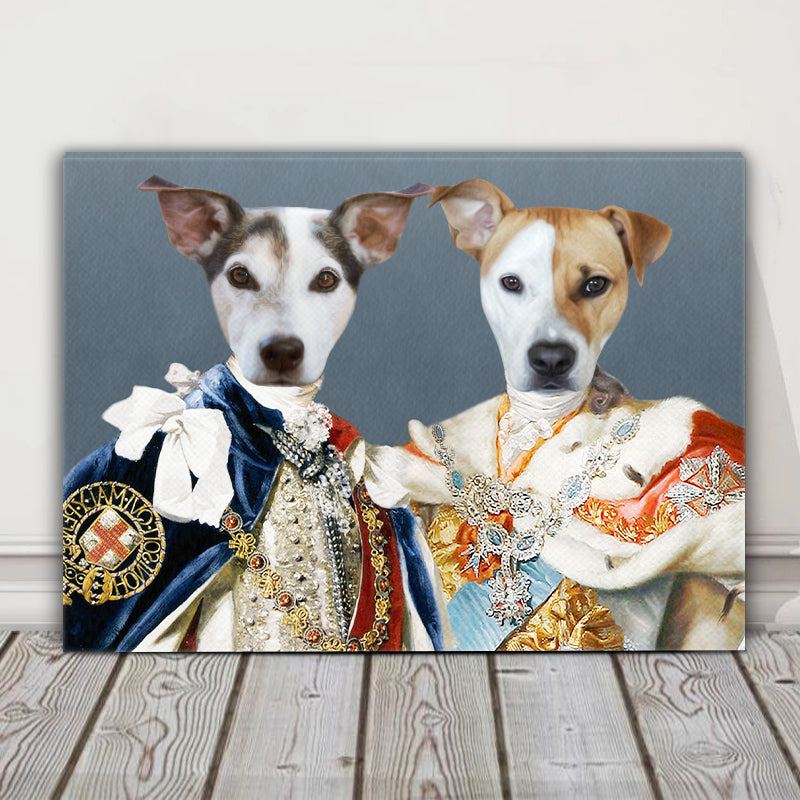 Custom The Royal Couple Pet Portrait Canvas for Couples, Pet and Pet Owner, Pet Couples - Oarse