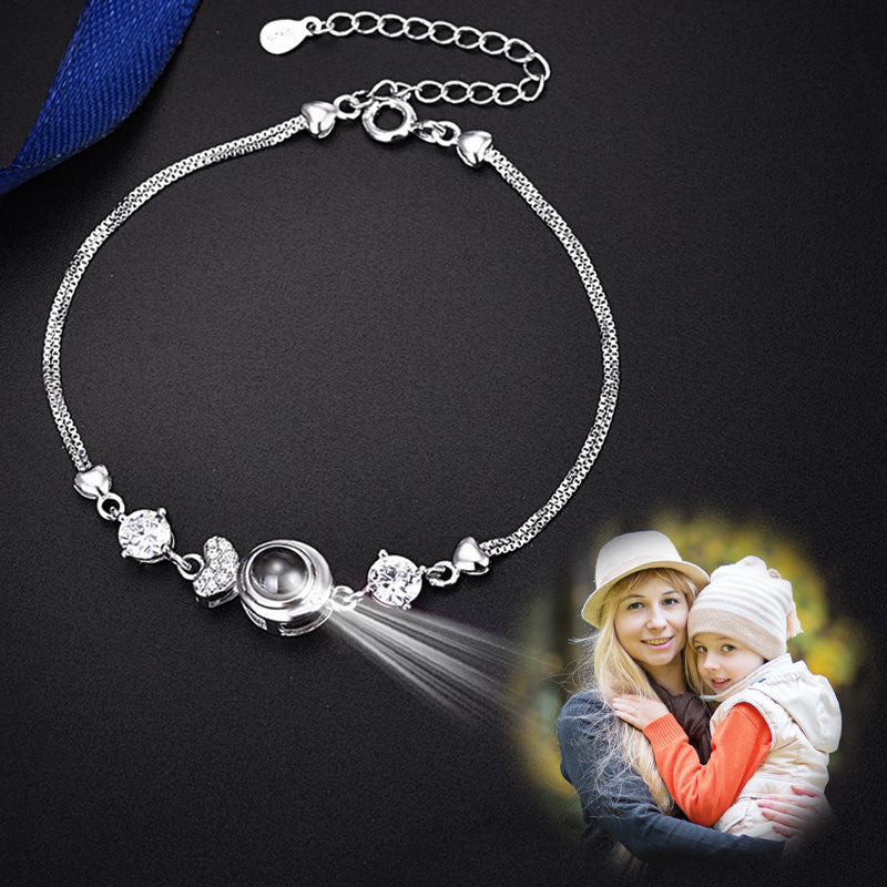 Fish Shape Photo Projection Bracelet, Personalized Sterling Silver Bracelet For Women - Oarse