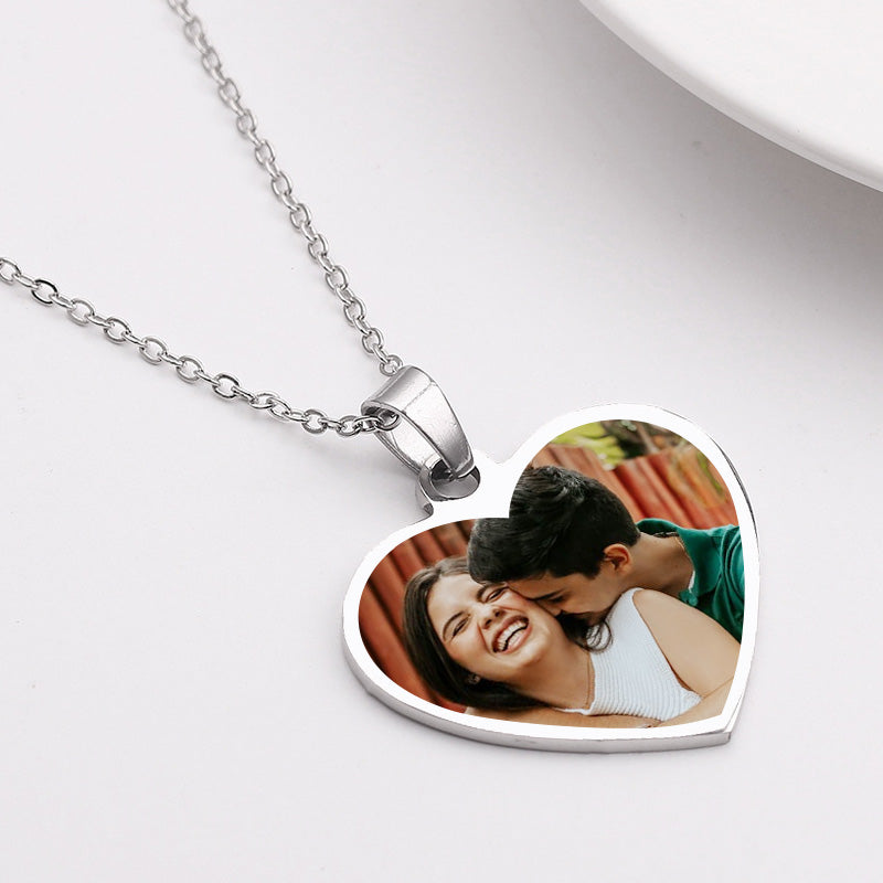 Personalized Heart Photo Necklace Heart Necklace For Couples - Oarse