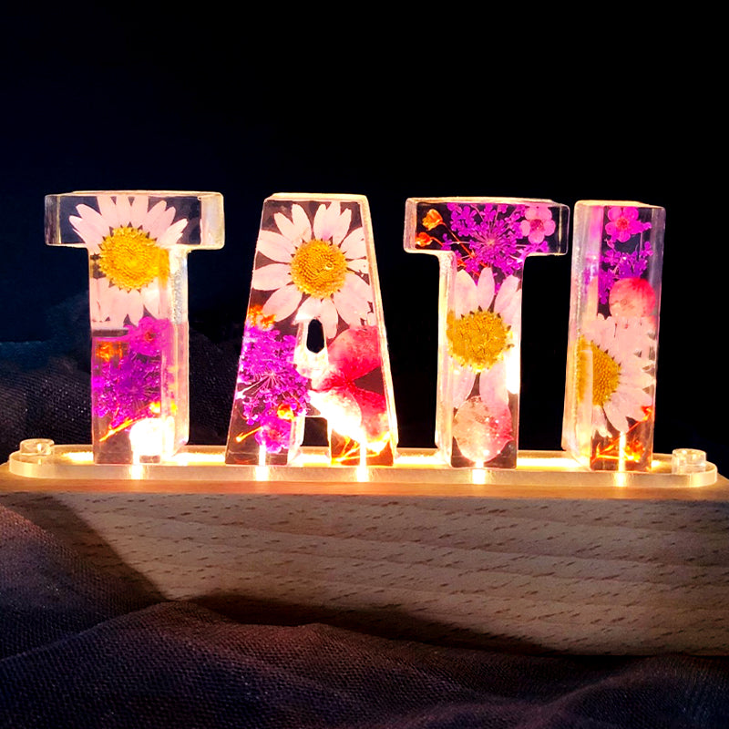 Custom Letter Lights, Floral Night Light, Personalized Anniversary Gifts For Her Him - Oarse