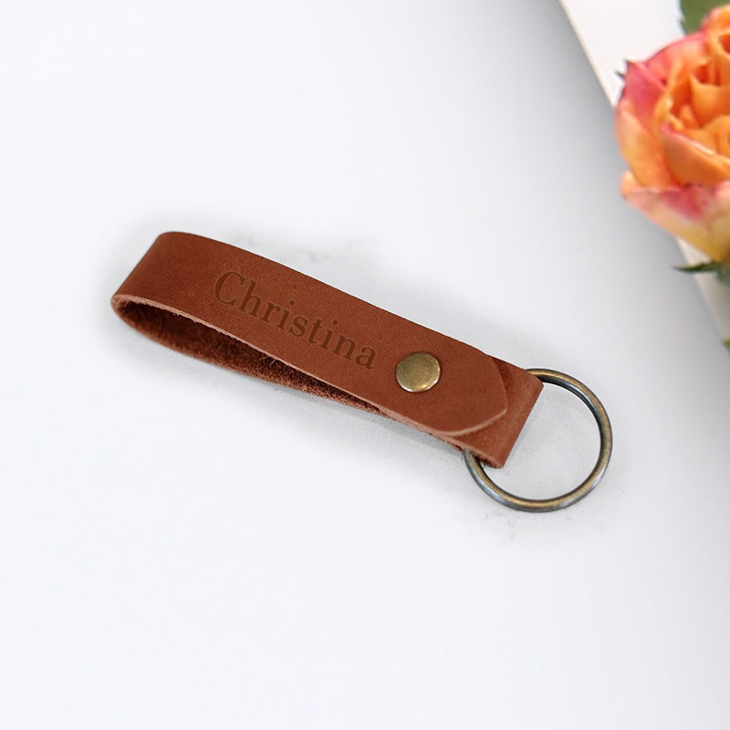 Custom Leather Keychains, Engraved Leather Keychain - Oarse