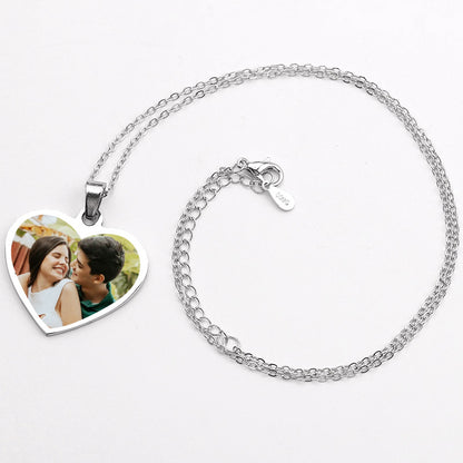 Personalized Heart Photo Necklace Heart Necklace For Couples - Oarse