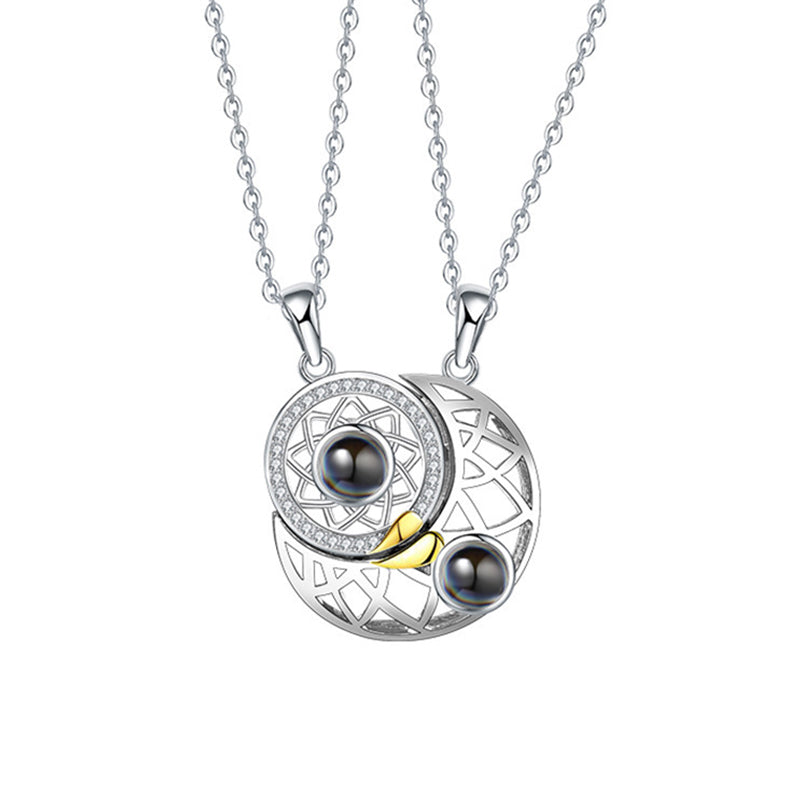 Sun and Moon Two S925 Projection Necklaces Custom Couple Necklaces - Package Two - Oarse