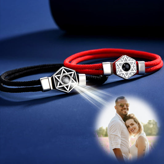 Star Of David Photo Projection Bracelet For Him And Her Custom Matching Bracelets S925 - Oarse