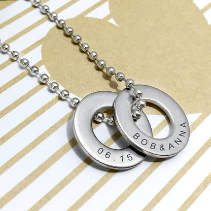 Circle Necklace With Names, Mens Personalized Necklace - Oarse