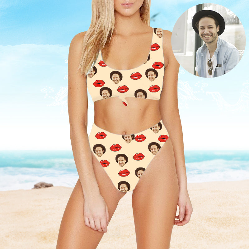 Custom Plus Size Swimwear Sexy Lip Face Bathing Suits - Oarse