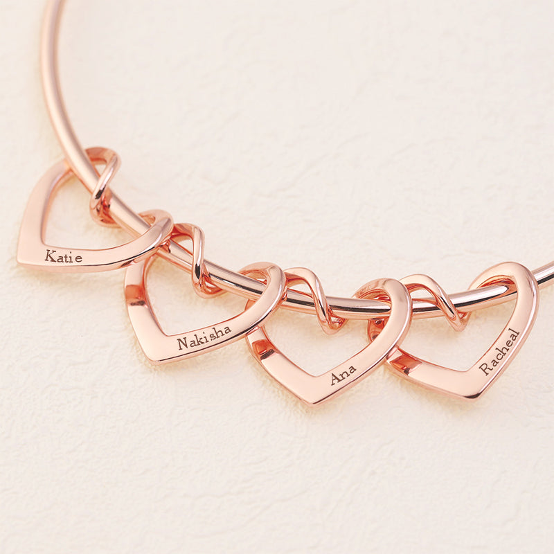 Pierced Heart Bracelet With Name, Name Engraved Bracelet - Oarse