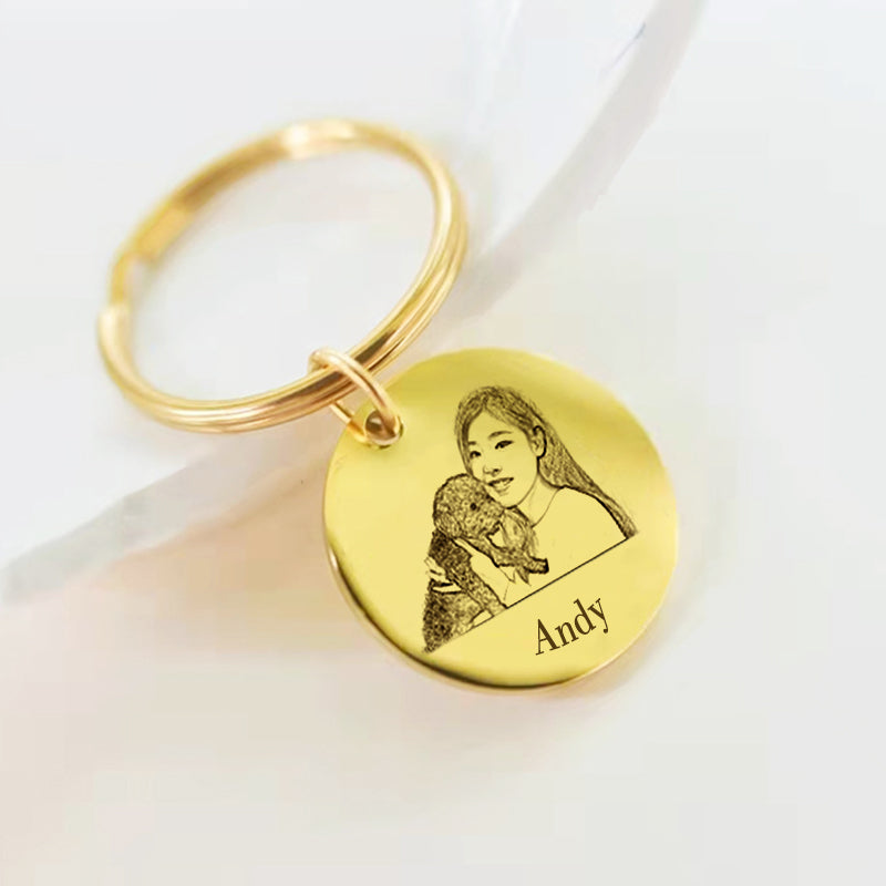 Personalized Keychains With Pictures, Photo Engraved Keychain - Oarse