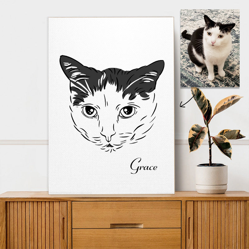 Personalized Pet Portrait Sketch Painting Canvas - Oarse