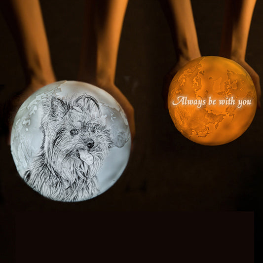 Personalized Pet Photo Engraved Planet Moon Lamp - Oarse