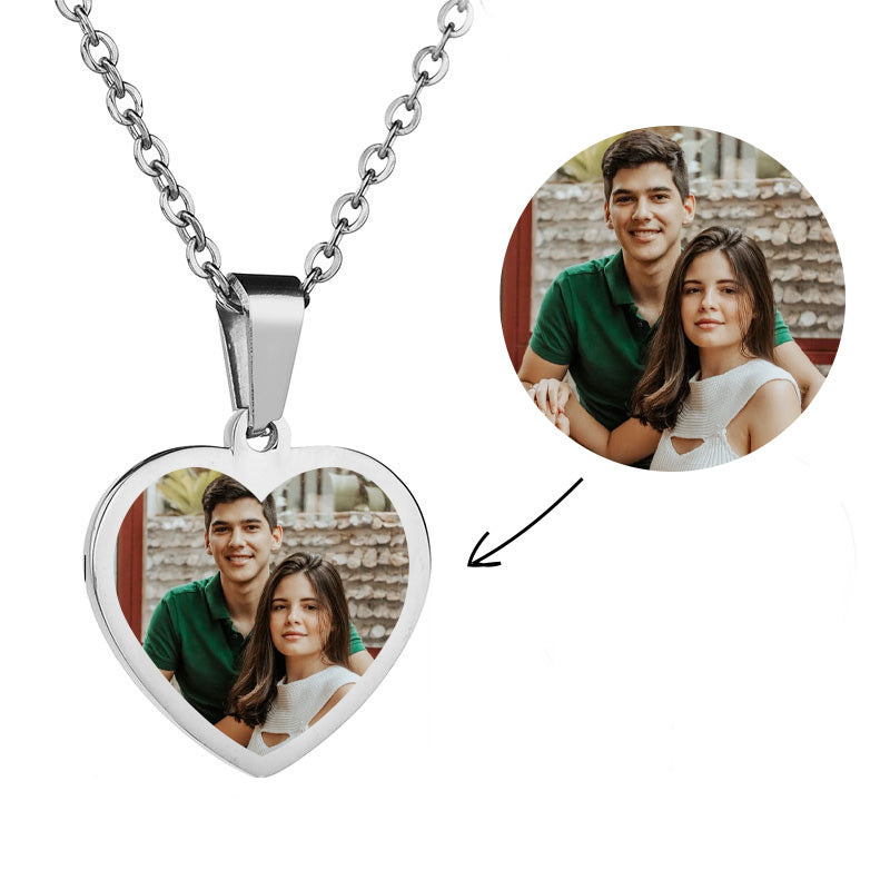 Personalized Heart Photo Necklace Heart Necklace For Couples - Oarse