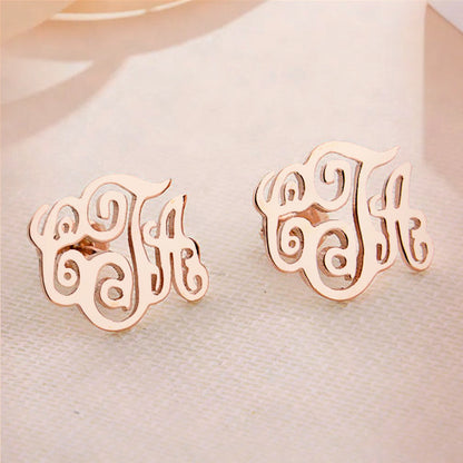 Custom Stud Earrings With Letter, Monogram Earrings - Oarse