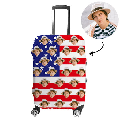 Custom Luggage Covers US Flag Face Photo Suitcase Protective Cover - Oarse