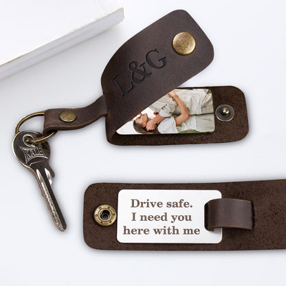 Personalized Keychains With Picture And Text, Engraved Leather Keychain - Oarse