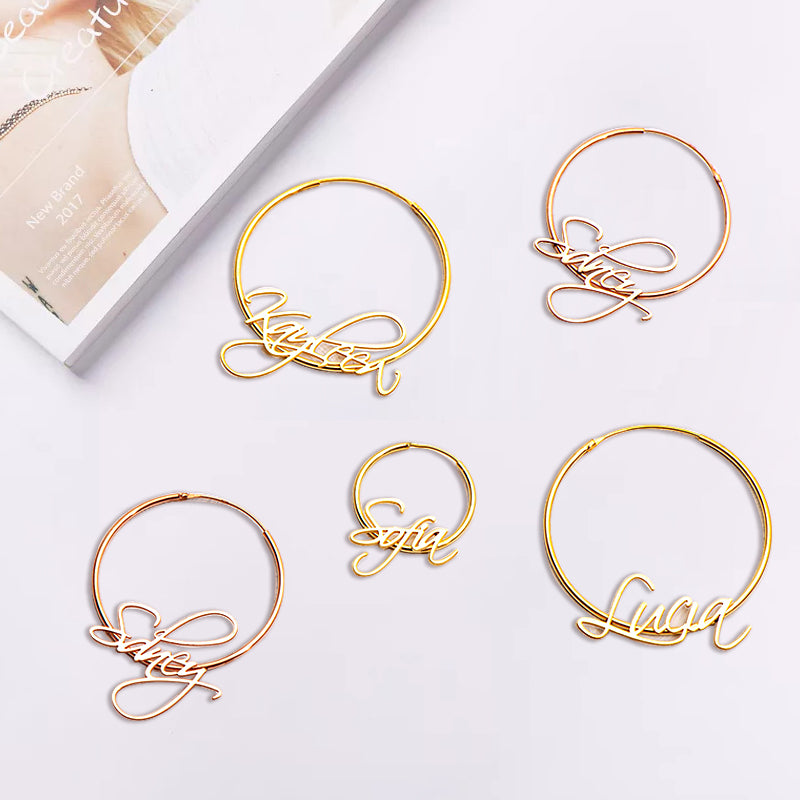 Personalized Hoop Earrings, Earrings With Name On Them - Oarse