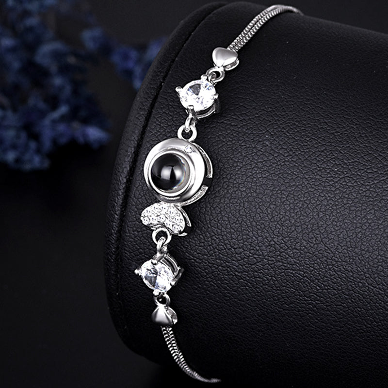 Fish Shape Photo Projection Bracelet, Personalized Sterling Silver Bracelet For Women - Oarse