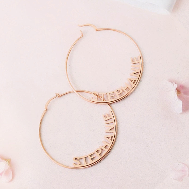 Custom Name Hoop Earrings, Earrings With Name On Them - Oarse