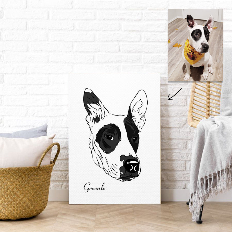 Personalized Pet Portrait Sketch Painting Canvas - Oarse