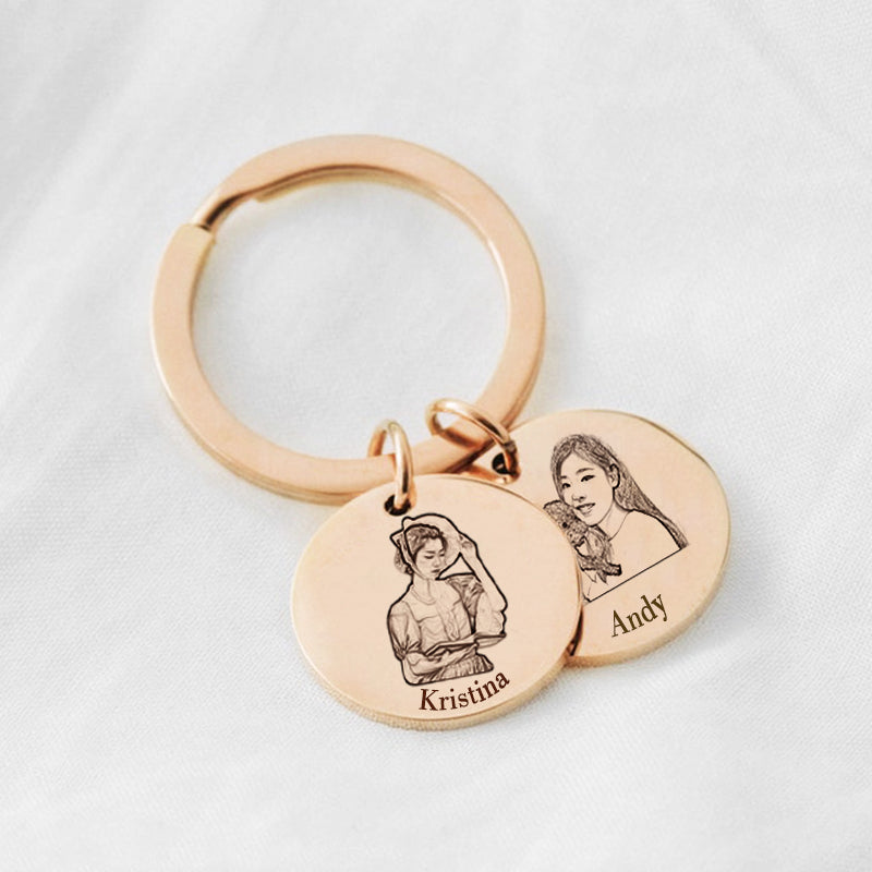 Personalized Keychains With Pictures, Photo Engraved Keychain - Oarse