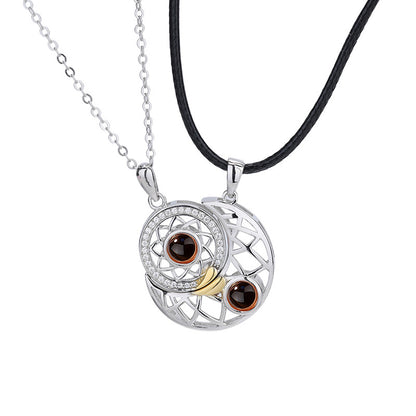 Sun and Moon Two S925 Projection Necklaces Custom Couple Necklaces - Package Two - Oarse