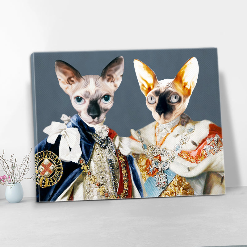 Custom The Royal Couple Pet Portrait Canvas for Couples, Pet and Pet Owner, Pet Couples - Oarse