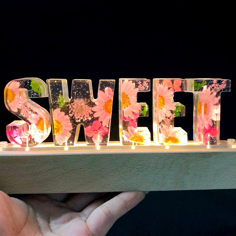 Custom Letter Lights, Floral Night Light, Personalized Anniversary Gifts For Her Him - Oarse