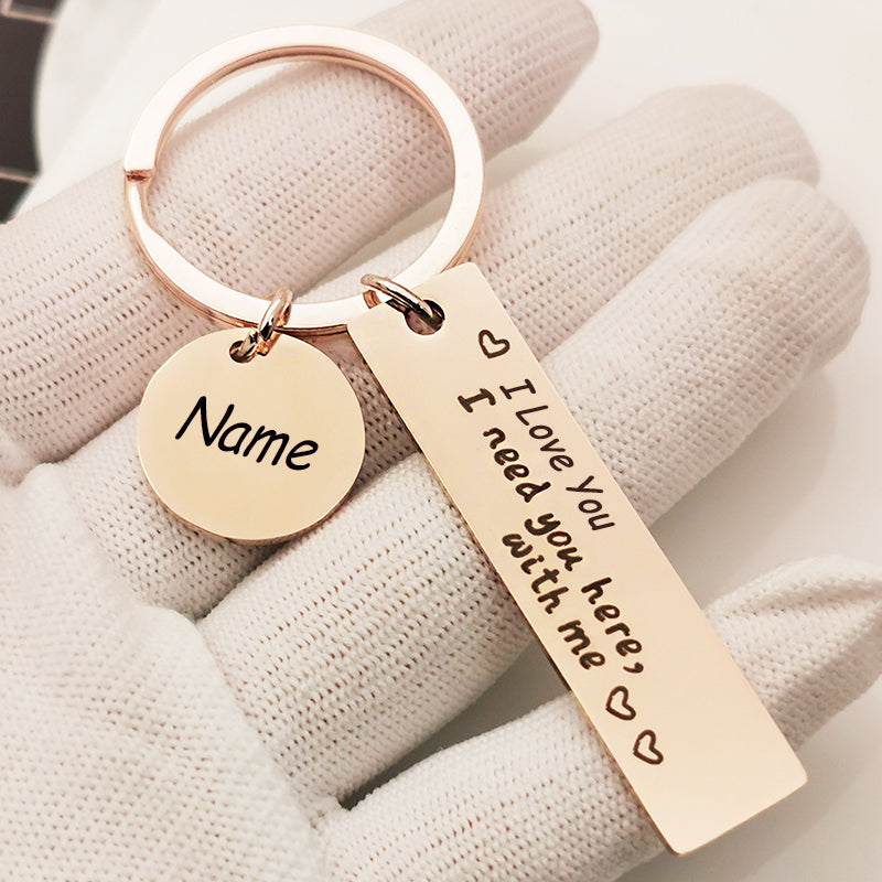 Custom Engraved Keychain, Love You Personalized Keychain For Him Or Her - Oarse