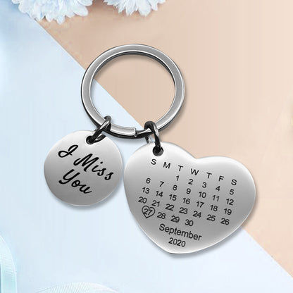 Heart Custom Engraved Keychain, Calendar Personalized Keychains - Oarse