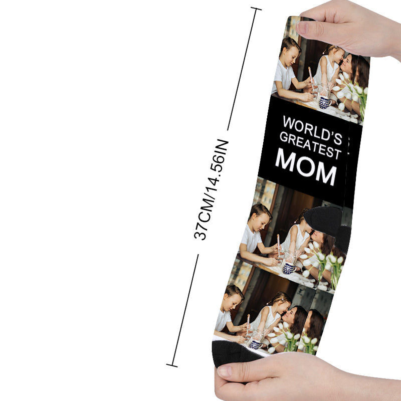 Custom World's Greatest Mother's Day Photo Socks - Oarse