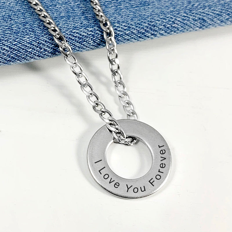 Circle Necklace With Names, Mens Personalized Necklace - Oarse