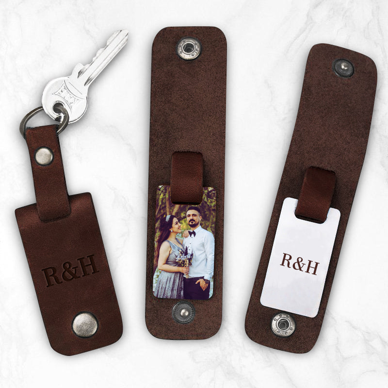 Personalized Keychains With Picture And Text, Engraved Leather Keychain - Oarse