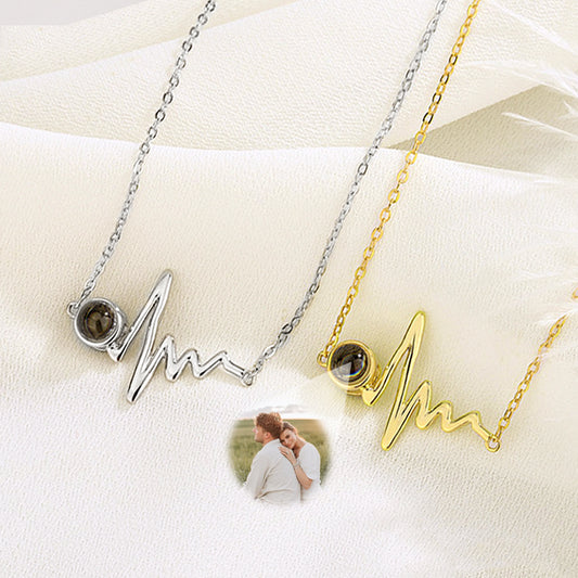 Custom Heartbeat Necklace EKG Photo Projection Jewelry - Oarse