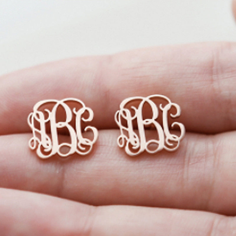 Custom Stud Earrings With Letter, Monogram Earrings - Oarse